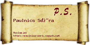 Paulnics Sára névjegykártya